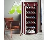 EASY BUY Shoe Rack with Cover, Plastic 6 Shelves with Zip Door Cover & Side Pockets | Dustproof Multiuse Storage Organizer for Footwear, Clothes, Toys | Portable & Space-Saving Shoe Stand